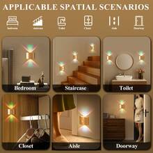 Wiederaufladbare LED Bewegungssensor Nachtlicht, Induktionslampe, LED Wandleuchte - Auto Ein/Aus, Batteriebetrieben (1200mAh) für Schlafzimmer, Flur, Treppe - Modernes minimalistisches Design, zeitgenössischer Stil, RGB Nachtlicht für Schlafzimmer, Treppenbeleuchtung, minimalistisches Licht, energieeffiziente Beleuchtung