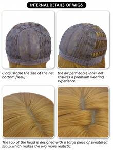 alicegarden 1 Synthetic Heat-Resistant Wig With Bangs, A Golden Long Rolled Wig, 18 Feet Long, Made Of Fiber, Suitable For Daily Use, Natural Simulation Wig - Gold - View 9