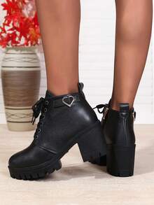 2024 New Stylish Mid-Heel Anti-Slip Boots, Lightweight Korean Version, Warm Lining, Suitable For Autumn/Winter - Black - View 3