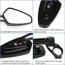 2pcs Motorcycle Bar End Mirrors - 7/8" (22mm),Made Of  High Quality Aluminum,Which Are More Secure Than Ordinary Mirrors,High-Definition Glass Is Soft And Not Dazzling,Easy To Install,360 Degree Free Adjustment Flexible Adjustment ,For Suzuki,  For H-Onda,  For Kawasaki,  For Y-Amaha, Etc(Black) - 黑與白 - 查看 3