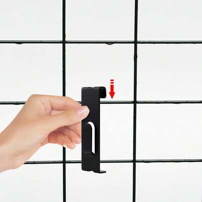 15pcs Hooks Hangers For Grid Panel, Wall Notch Hook, Wire Grid Wall Accessories, Grid Shelf Hooks For Office & Home, Black, Versatile Space-Saving Solution, Multi-Function Organization Set, Durable Metal Design, Easy-Install Modular System, Secure Mounting For Clutter-Desks, Stylish Grid Wall Decor, Ideal For Home Study, Boutique, Studio, And Workspace, Keeps Keys, Cables, Bags, Accessories Neatly Arranged, Enhances Workflow, Contemporary Industrial Look, Seamless Pairing With Various Grid Panels, Practical Gift For Organizing Enthusiasts