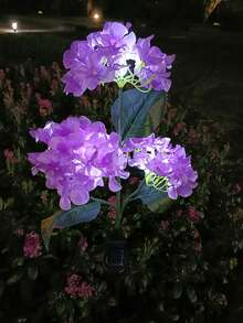 4/2/1pcs Solar Hydrangea Flower Light With 3-Head, Outdoor Courtyard Decoration, LED Simulation Flower Light, For Outdoor Yard Garden Lawn Patio Courtyard Fences Driveway Pathway Decoration, Valentine's Day Gift, Gifts For Mother Or Lovers(Pink, White, Blue, Purple) - 3頭繡球花 - 查看 16