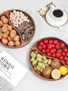 优雅的相思木椭圆形托盘 - 微波炉，多用途，用于沙拉、甜点、水果、坚果和小吃，抛光表面 - 非常适合厨房装饰和桌面展示，圣诞节 - 1件 - 查看 9