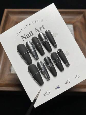 1 paket/10 st - Bläck Silver Crack Melting Ren Handgjord Nagelkonst