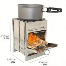 TAIMASI 1pc Compact Mini Firewood Stove - Stainless Steel Portable Fire Pit, Lightweight & Durable Design For Camping, BBQs, Backyard Gatherings - No Electricity Needed, Outdoor Heating & Cooking Essential, Bbq Accessory, Foldable Structure, Heatresistant Material-Perfect For Christmas, New Year's, Valentine's Day, And Father's Day Gifts - 銀色 - 查看 3