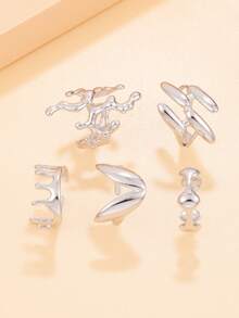 5 件/套复古波西米亚不对称液体开口戒指套装，可调节不锈钢镀金戒指，女士派对礼物 - 套裝戒指 - 查看 10