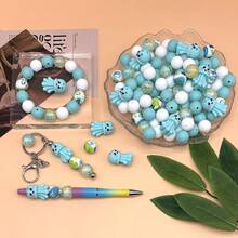 35 piezas Conjunto de cuentas de silicona DIY, cuentas espaciadoras de silicona 3D con diseños de unicornios y animales coloridos impresos, adecuado para hacer joyas DIY hechas a mano, accesorios para llaveros, pulseras, bolígrafos, colgantes de teléfono, adornos de bolso, suministros de manualidades lindos, regalos para fiestas