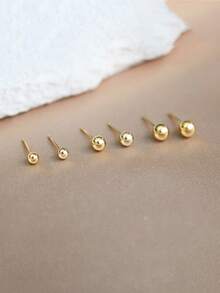 3 对不锈钢可爱迷你球形耳钉蝴蝶背耳环套装，适合女士，18K 镀金防过敏软骨穿孔首饰，适合男女 - Gold-1# - 查看 4