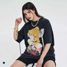 Camiseta Hombre Mujer Manga Corta Negra 100% Anime Divertido Texto Manga Cómoda Moda de Verano Estilosa Tops Unisex Regalo de Cumpleaños - Blanco - Ver 10