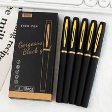 5mm Black Signature Pen, Smooth Writing Business Office Signing Pen, Student Planner Marker Pen, Elegant Gift Box - Ruột bút bi đen và vàng 5 chiếc - Xem 8