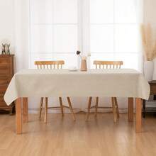 Faux Linen Rectangle Tablecloth - Wrinkle And Stain Resistant Washable Table Cloth For Kitchen Dining Room Holiday Table Cover For Dinner, Beige, 60 X 140 Inch - Beige140x60Rectangular - View 9