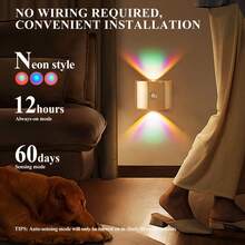 Wiederaufladbare LED Bewegungssensor Nachtlicht, Induktionslampe, LED Wandleuchte - Auto Ein/Aus, Batteriebetrieben (1200mAh) für Schlafzimmer, Flur, Treppe - Modernes minimalistisches Design, zeitgenössischer Stil, RGB Nachtlicht für Schlafzimmer, Treppenbeleuchtung, minimalistisches Licht, energieeffiziente Beleuchtung