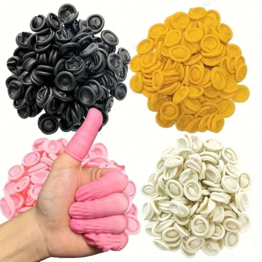 20pcs/100pcs Latex Finger Cots, Disposable Powder-Free Beauty Tattoo Embroidery Finger Cots, Dust-Free Anti-Static Finger Cots, Labor Protection Finger Cots - Multicolor - View 1