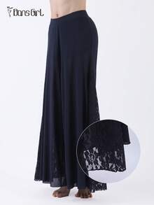 DonsGirl Komplet damski: koronkowy top z odkrytymi ramionami i szerokie spodnie – do aerial jogi, występów baletowych i baletu klasycznego oraz do noszenia na co dzień