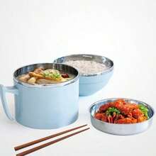 1200ML Lunch Box Food Bento Box Stainless Steel  2Layers Microwaveable  Food Container Rice Bowl Soup Bowls Instant Noodle Bowl - Multicolor - View 3