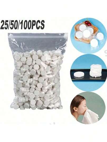 [100pcs Compressed Towels] Large Capacity Portable & Disposable Compressed Face Towels | Convenient For Outdoor Hiking, Camping, Travel - Christmas Bestseller.Disposable Compressed Towel, Transparent Packaging Cleansing Towel, Portable Travel Compressed Face Towel, Makeup Remover Towel