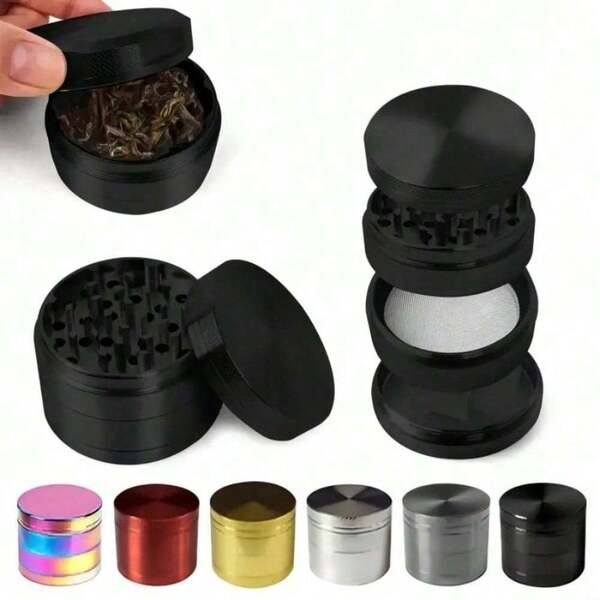 1.6/2 Inch Herb Grinder Spice Mill Mortar Pestle Salt Crusher Tobacco Bud Vanilla Multifunctional Home Supplies Perfect Birthday Present 4 Sections Zinc Alloy Portable Smoking Accessories Cigarette Tool Gift
