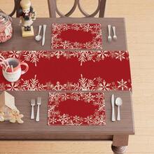 Winter Christmas Red Snowflake Christmas Tablecloth And Placemat Table Decoration For Home Kitchen Dining Holiday Home Decoration Products Multiple Sizes Available - Multicolor - View 5