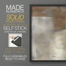 1pc Restickable Framed Modern Rustic Abstract Art Print, Wood Frame, Soft Geometric Shapes, Textured Brushwork, Contemporary Neutral Tones, Statement Wall Art Home Decor, Wall Art For Living Room, Entryway, Bedroom Art, Made In USA, Ready To Hang Art Prints - Black - View 6