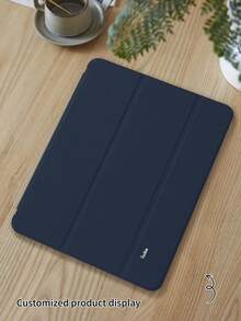 Etui na tablet z możliwością personalizacji tekstu, granatowe, jednolite, kompatybilne z iPadami Mini4/Mini5/Mini6/Mini7, iPadem A16 2025, Air 11 13 M2 M3 Pro 11 13 M4 2024, Air 4 5 10.10.9, Pro 11 9.10.8.7.10.2.4.5.6. Model A8, możliwość personalizacji tekstu, potrójnie składana podstawka, wbudowane miejsce na ołówek, miękkie krawędzie, pełne pokrycie, proste, klasyczne etui z miękkiej skorupy TPU na tablet iPad z klapką. Uwaga: ostateczny styl czcionki zależy od rzeczywistego wyglądu i mogą występować niewielkie różnice w kolorach.