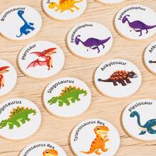 Children's Puzzle Toys Early Education Enlightenment Thinking Exercise Kindergarten Dinosaur Memory Chess Parent-Child Interaction Children's Puzzle Dinosaur Flip Chess Memory Competition Training Baby's Reaction Ability Wooden Toys Interactive Puzzle Tabletop Game - Multicolor - View 4