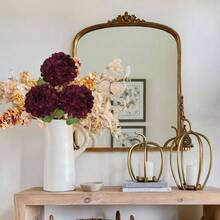 3Pcs Burgundy Hydrangea Artificial Flowers 28. Real Large Faux Silk Red Hydrangeas Flowers With Stems Flower Home Wedding Floral Arrangement Centerpiece Table Vase Fall Decor - 酒紅色 - 查看 4