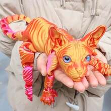 Mystic Meow - 3D Kot Strażnik, Olbrzymia Figurka Kota, Kryształowy Model Bezwłosego Kota, Druk 3D Bezwłosego Kota, Realistyczny, Elastyczny, Stawowy Model Zwierzątka w Skali 1:1, Nadaje Się Do Ogrodu I Sypialni, Idealny Prezent Urodzinowy, Kolorowa Kolekcja, Upominek na Przyjęcie Świąteczne, Prezent Urodzinowy, Prezent Świąteczny, Idealny Prezent, Idealny Prezent dla Miłośników Olbrzymich Kotów. Dekoracja Imprezowa