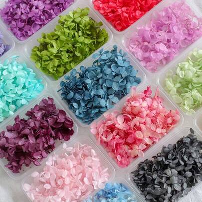 1 caixa de flores secas de hortênsia multicoloridas, decoração floral em material ABS, adequada para casamentos, decoração de casa, artesanato faça você mesmo, fotografia - decoração duradoura - presente ideal para aniversário, Natal, Dia dos Namorados - sem necessidade de energia, decoração de festa, detalhes artesanais, crisântemo seco, arranjo de eventos