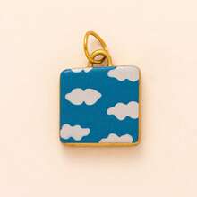 1 pièce Pendentif de style peint de forme ovale, les motifs incluent des fleurs, des nœuds, des fleurs de cerisier, des nuages, des cygnes, des oiseaux, etc. Matériau en acier inoxydable, plaqué or 18 carats, peut être fait maison en collier, bracelet, boucles d'oreilles, chaîne de sac, porte-clés, etc. Convient pour les bijoux, les perles décoratives, les accessoires de bijoux pour femmes, les fournitures DIY, les pièces de porte-clés, les pièces en acier inoxydable, le pendentif en acier inoxydable - couleur - Voir 11