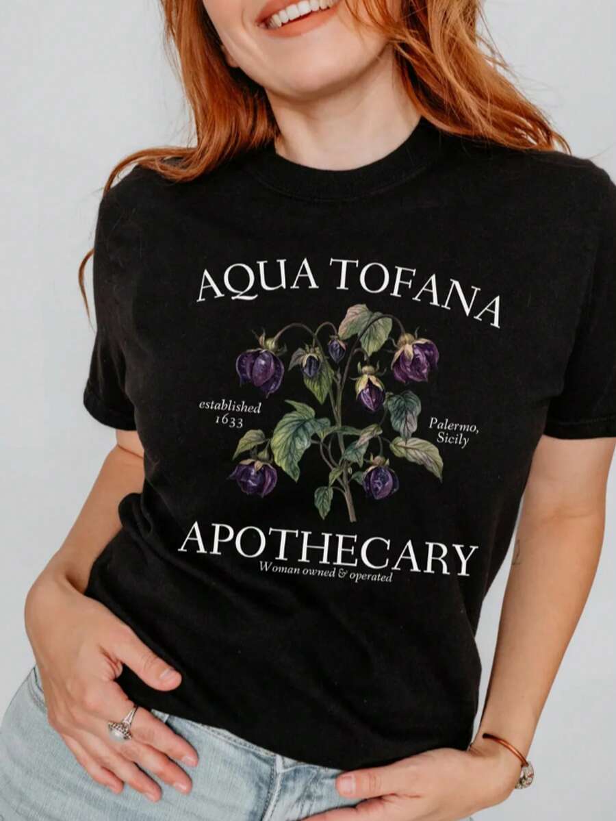 Oversized Tshirt Faminist Aqua Tofana Apothecary Vintage Funny Women's Rights T-Shirt 100% Cotton Womens Oversized Printed Graphic T-Shirts 1pcs Shirt - 黑色004 - 查看 1