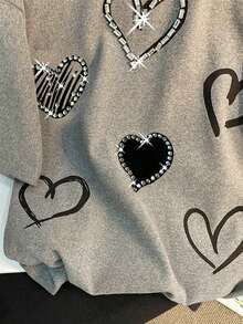 Playera estampada de corazones – modernas, juveniles y versátiles - Gris Claro - Ver 4