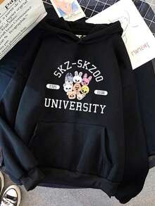 Strayyy Kidss Kpop Band Korea Sweatshirt Cute Tumblr Print Warm Jacket Style Print Modest Fashion Sport - 黑色 - 查看 2