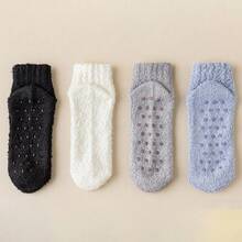 1/4 Pair Women's Thick Coral Fleece Socks With Silicone Anti,Slip Sole, Warm Indoor Home Floor Socks For Winter, Cozy Socks - Multicolor - View 18