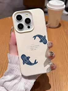Ocean 1件装白色双鲸圣经图案全包覆TPU防震手机壳，兼容苹果16、15、14、13、12、11 Pro Max及系列 - 彩色 - 查看 2