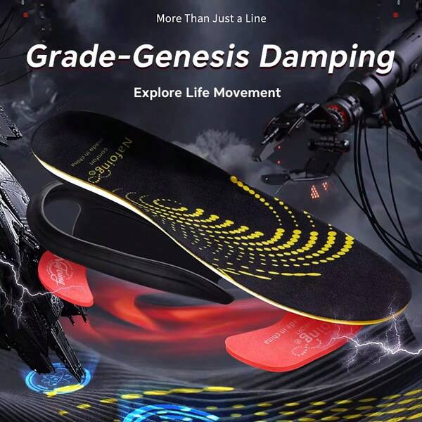 1 Pair Shock-Absorbing Breathable Insoles, Men's Sports Shoe Insoles, Sweat-Absorbent Anti-Slip Arch Support Insoles, Unisex Soft Cushioned High Elastic Comfortable Breathable Warm Insoles