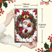 1pc Vintage Metal Tin Sign, Santa Claus Holding Gift Bag Element, Christmas Party Wall Art Decor, Gift For Birthday, Wedding, Anniversary, Christmas, Thanksgiving, Travel And Decoration