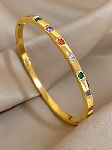 18K镀金不锈钢奢华优雅复古多色手链套装，女士梦幻珠宝，母亲节礼物，圣诞节、感恩节、万圣节、婚礼珠宝礼物、周年纪念日、情人节波西米亚风珠宝，日常派对佩戴 - 彩色 - 查看 6