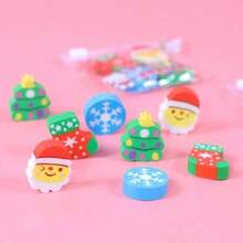 4pcs Christmas Snowman Rubber Bag Christmas Tree Santa Claus Holiday Gift Rubber PVC Self Sealing Zipper Student Stationery [Color And Pattern Random]