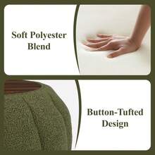 YDCOSYFY 30 Inches Large Round  Ottoman With Storage,Pumpkin Shape Upholstered Ottoman Coffee Table, With Removable Wooden Top, Soft Teddy Fabric Surface, For Living Room, Bedroom - 綠色 - 查看 6