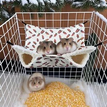 Small Animal Hideaway& Hammock, Cozy House With Roof For Small Pets To Sleep And Hide - Washable Pet Cave& Hideout Corner, Hanging Hammock Hideout Bed, Cage Accessories For Guinea, Hamster, Rat, Glider, Squirrel, Ferret, Kitten, Squirrel, Chinchilla