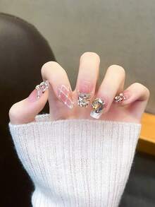 Bộ 10 móng tay giả ngắn thủ công, dụng cụ làm móng mùa hè, móng tay dài đi biển cho nữ và bé gái, móng tay giả đầu Pháp hình quả hạnh nhân thời trang có thể tái sử dụng cho giáo viên, học sinh, văn phòng, du lịch, công sở thanh lịch - Nhiều màu - Xem 4