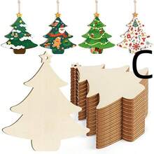 30 Peças Enfeites de Árvore de Natal de Madeira Não Acabados, Decorações Suspensas Artesanais DIY, Adequados para Pintura, Decoração de Feriados, Enfeites de Árvore de Natal