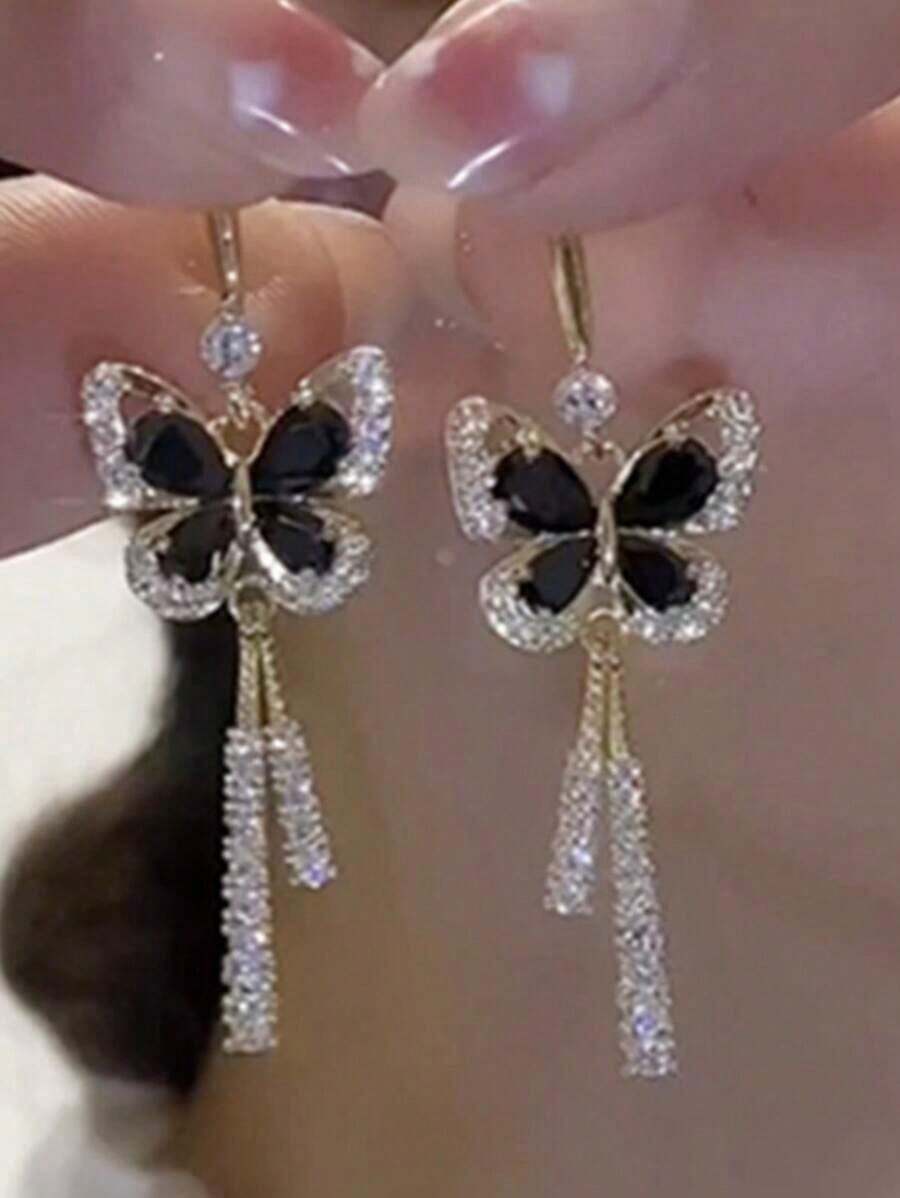 Butterfly Earrings For Women, 2023 New  Fashion Jewelry, High-End Light Luxury Micro-Set Design, Elegant Versatile Statement Earrings For Daily Wear, Party, Wedding Or Anniversary, Chic Unique Gift For Girls & Women - Vàng - Xem 1