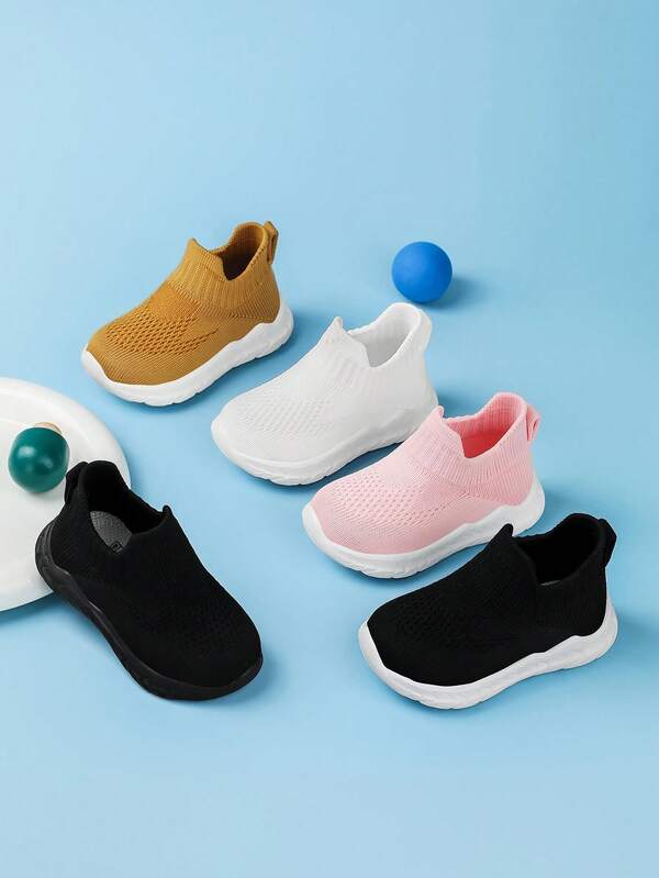 1 par de zapatillas casuales de unicolor de baja altura para niños, con parte superior elástica, fácil de poner y quitar, en colores macaron lindos y de moda, adecuados para primavera/otoño