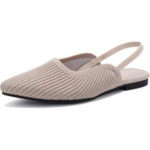 Slingback Flats For Women Pointed Toe Flats Breathable Knit Dressy Casual For Work Office Ballet Flats-2025 - 黑色 - 查看 6