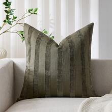 1个/2个橄榄绿3D条纹抱枕套（不含枕芯），现代时尚柔软雪尼尔和仿亚麻混纺双色条纹舒适抱枕套，适用于家居沙发、卧室、装饰，四季皆宜。 - 橄欖綠 - 查看 12