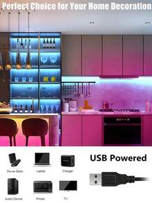 5V USB RGBLED Lights, Room Lights With Remote Control, Self-Adhesive LED Strip Lights, RGBLED Lights With 16 Color Changing And 4 Dynamic Modes For Decorating TV, Kitchen, Party, Bar, Corridor, Etc. - Multicolor - View 9
