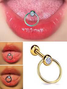 1件时尚人体穿刺饰品，批发欧美流行低过敏性不锈钢空心球锤舌钉