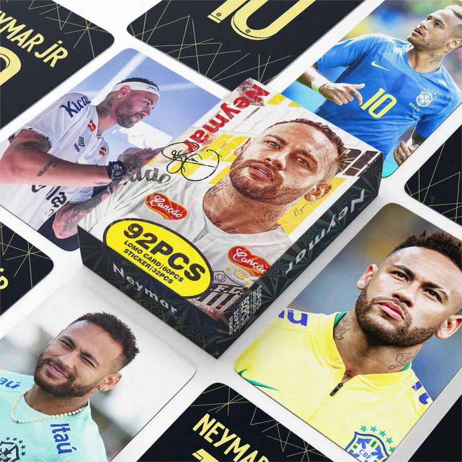Football Star Photo Card Set, 92-Piece High-Definition Double-Sided LOMO Mini Cards + Diary Stickers And Greeting Cards, 2025 World Cup & Paris Saint-Germain Limited Edition Collectible Set, Self-Printed Sports Merchandise, Football Fan Support Merchandise, Pop Culture Gift Box, Suitable Birthday And Holiday Gift For Football Enthusiasts - Toy Cards - View 1