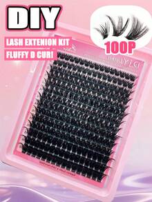 224pcs 100D Curly Soft Thick Eyelash Clusters, DIY Eyelash Extension Kit Single Eyelash Cluster 10-18mm Hybrid Long Holiday Eyelashes Ultra Light Reusable Independent Segmented Eyelashes Suitable For Beginners To Use At Home Or Going Out, Weddings, Halloween, Christmas